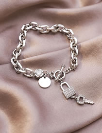 Fashion Silver Micro-set Zircon Key Lock Adjustable Bracelet