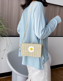 Fashion Creamy-white Straw Woven Square Shoulder Bag