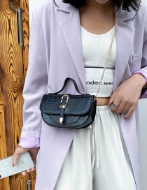 Fashion Black Chain Shoulder Bag With Crocodile Pattern Buckle