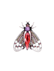 Fashion Purple Diamond Cutout Insect Jewel Pearl Brooch