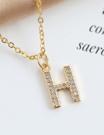 Fashion H Copper-inlaid Zircon Alphabet Necklace