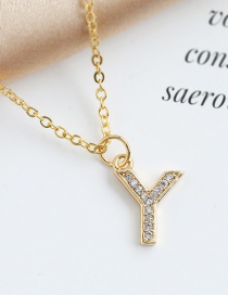Fashion Y Copper-inlaid Zircon Alphabet pendant