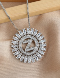 Fashion Z Round Alphabet Necklace With Copper Inlaid Zircon