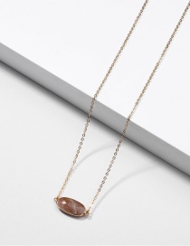 Fashion Brown Geometric-wrapped Natural Stone Alloy Necklace
