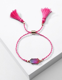 Fashion Red Transparent Resin Drawstring Adjustable Woven Bracelet