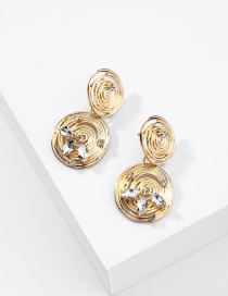 Fashion Golden Geometric Hollow Snail And Diamond Alloy Earrings