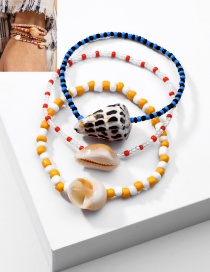 Fashion Color Mixing Rice Pearl Shell Conch Braided Bracelet Set