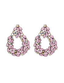 Fashion Pink Geometric Diamond Earrings