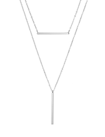 Fashion Silver Geometric Shape Stainless Steel Multi-layer Necklace