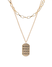 Fashion Golden Square Alphabet Alloy Multi-layer Necklace
