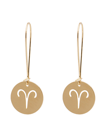 Fashion Aries Constellation Geometric Round Hollow Alloy Earrings
