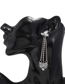 Fashion Silver Diamond-shaped Geometric Alloy Chain Earrings
