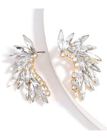 Fashion White Curved Alloy Pierced Earrings With Diamonds