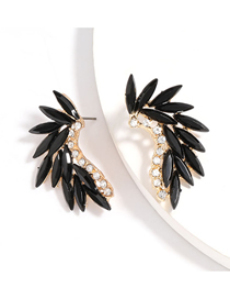 Fashion Black Curved Alloy Pierced Earrings With Diamonds