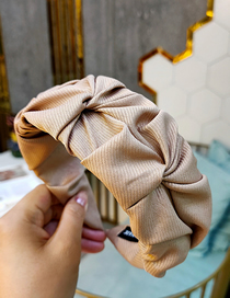 Fashion Khaki Fabric Twill Wide-brimple Pleated Knot Headband