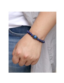 Fashion Lapis Lazuli Bracelet Agate Crown High Elastic Alloy Men's Bracelet