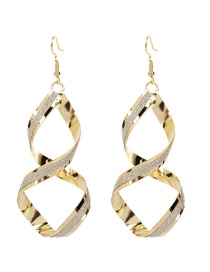 Fashion Golden Geometric Spiral Frosted Hollow Alloy Earrings