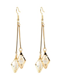 Fashion Golden Alloy Diamond Long Geometric Earrings