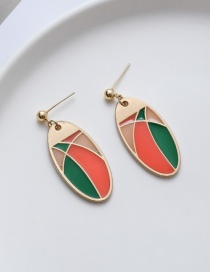 Fashion Color Mixing Geometric Contrast Color Stitching Oil Drop Hollow Alloy Earrings