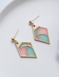 Fashion Color Mixing Geometric Contrast Stitching Oil Drop Hollow Alloy Earrings
