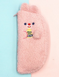 Fashion Pink Teddy Cashmere Bear Embroidered Pencil Case