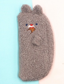 Fashion Gray Teddy Cashmere Bear Embroidered Pencil Case
