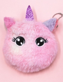 Fashion Big Eyes Pink Unicorn Cat Embroidery Children Plush Coin Purse
