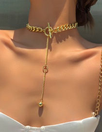 Fashion Golden Round Bead Tassel Ot Buckle Tassel Alloy Necklace