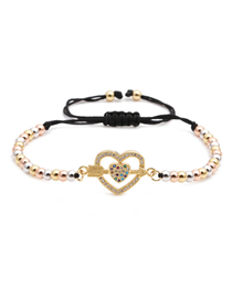 Fashion Love Through The Arrow Color Bead Chain Micro-set Zircon Love Letter Hollow Woven Bracelet