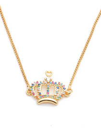 Fashion Crown Love Mix Micro-set Zircon Crown Hanging Necklace