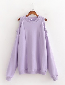 Fashion Purple Off-the-shoulder Loose Sweater Coat