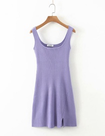 Fashion Purple Sleeveless Knitted Dress
