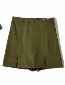 Fashion Army Green Washed Double Slit Jeans Skirt