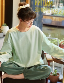 Fashion Light Green Wear Cotton Long-sleeved Pajamas Suits  Cotton