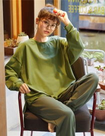Fashion Avocado Green Wear Cotton Long-sleeved Pajamas Suits  Cotton