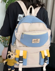 Fashion Blue Without Pendant Canvas Stitching Contrast Color Buckle Diagonal Cross Chest Bag Backpack