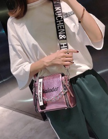 Fashion Pink Chain Letter Printed Broadband Shoulder Messenger Bag