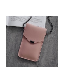 Fashion Light Pink Cat Ear Chain Transparent Touch Screen Shoulder Messenger Bag