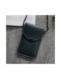 Fashion Dark Green Cat Ear Chain Transparent Touch Screen Shoulder Messenger Bag