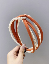 Fashion Brick Red Multiple Cross Pearl Hollow Hollow Headbands In The Middle