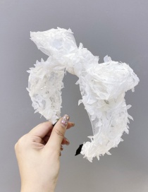 Fashion White Lace Bow Net Yarn Wide-brimmed Headband