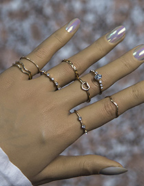 Fashion Golden Alloy Diamond Love Ring Set