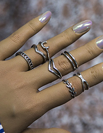 Fashion Silver Alloy Moon Resin Ring Set
