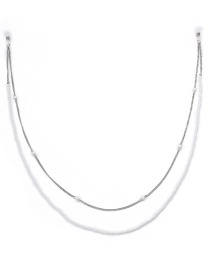 Fashion White K Double-layer Beaded Handmade Imitation Pearl Chain Glasses Chain