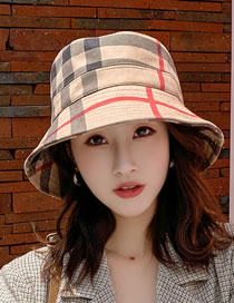 Fashion Beige Suede Collapsible Plaid Fisherman Hat