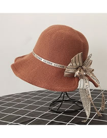 Fashion Caramel Colour Knitted Split Bow Bow Sunscreen Sun Hat