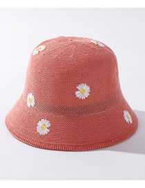 Fashion Watermelon Red Little Daisy Knitted Embroidered Fisherman Hat