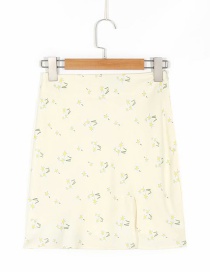 Fashion White Floral Print Split Skirt