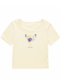 Fashion White Angel Baby Print Short Sleeve T-shirt