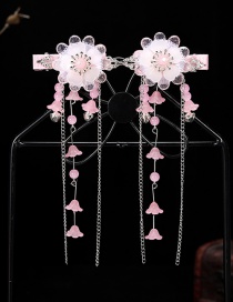 Fashion Bell Flower-pink Resin Alloy Flower Butterfly Tassel Children Hair Clip Set